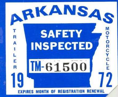Sticker, Arkansas State Police Vehicle Inspection