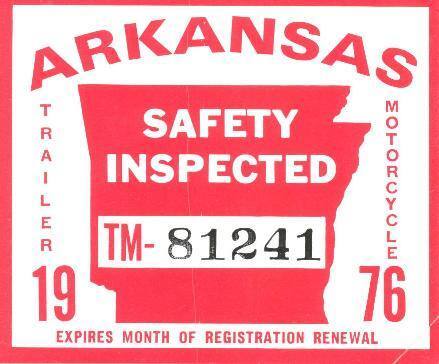 Sticker, Arkansas State Police Vehicle Inspection