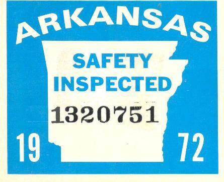Sticker, Arkansas State Police Vehicle Inspection