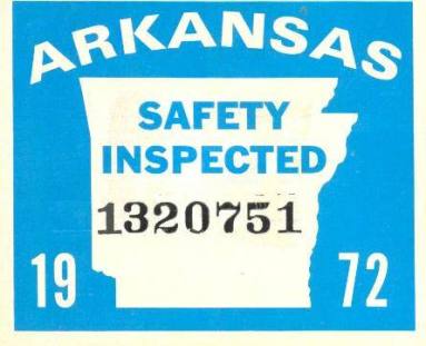 Sticker, Arkansas State Police Vehicle Inspection