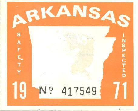 Sticker, Arkansas State Police Vehicle Inspection