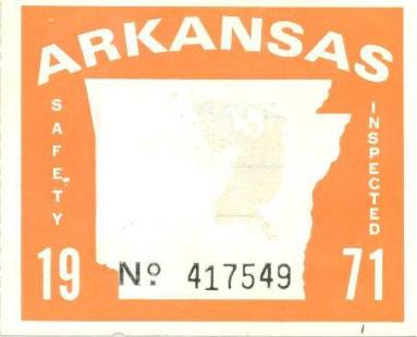 Sticker, Arkansas State Police Vehicle Inspection