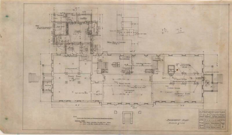 Drawing, Thompson Architectural - Arkansas State Normal School, Girl's Dorm (Alterations and Ad ...