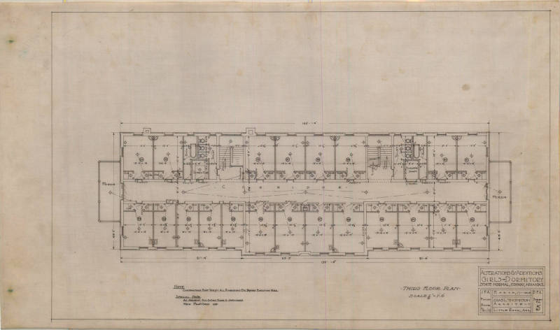 Drawing, Thompson Architectural - Arkansas State Normal School, Girl's Dorm (Alterations and Ad ...