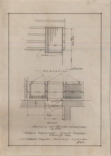 Drawing, Thompson Architectural - Arkansas State Normal School, Girl's Dorm (Alterations and Ad ...