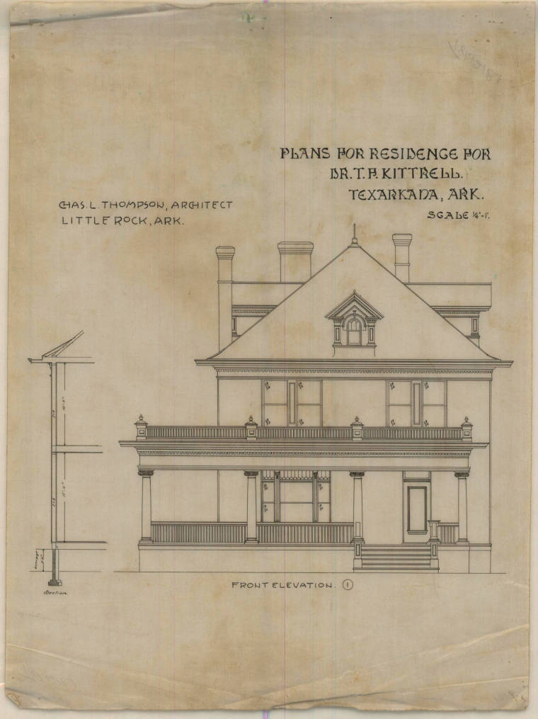 Drawing, Thompson Architectural - Dr. T.P. Kittrell, Texarkana, Arkansas