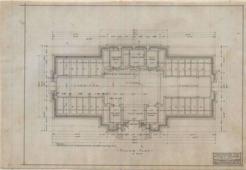 Drawing, Thompson Architectural - Mount Holly Mausoleum, Little Rock, Arkansas