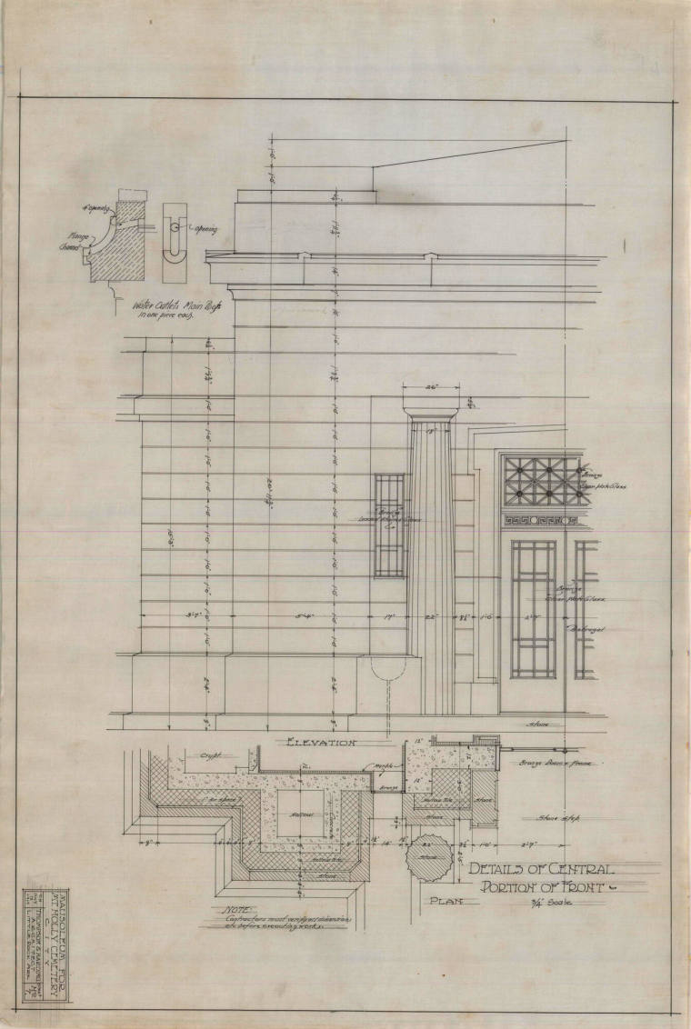 Drawing, Thompson Architectural - Mount Holly Mausoleum, Little Rock, Arkansas