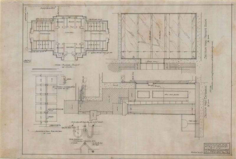 Drawing, Thompson Architectural - Mount Holly Mausoleum, Little Rock, Arkansas