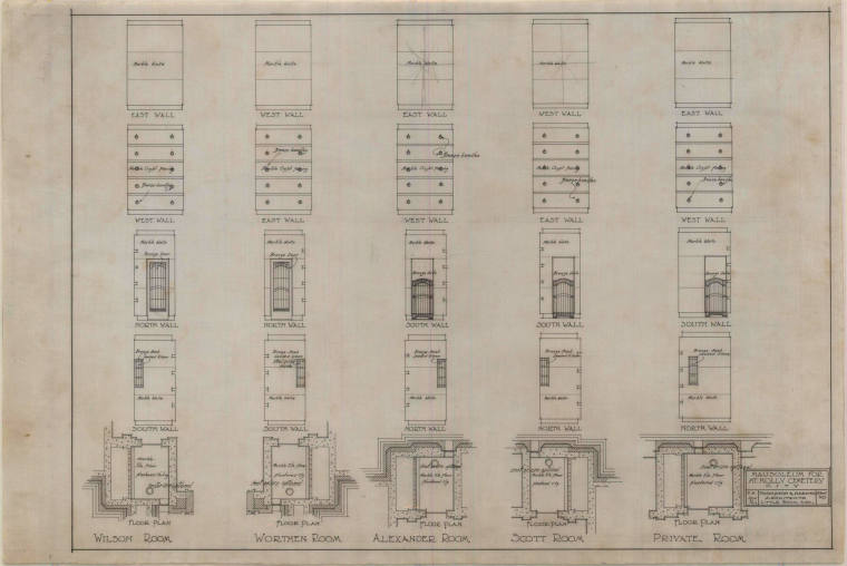 Drawing, Thompson Architectural - Mount Holly Mausoleum, Little Rock, Arkansas