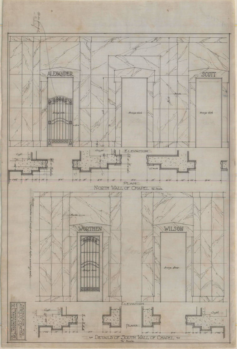 Drawing, Thompson Architectural - Mount Holly Mausoleum, Little Rock, Arkansas