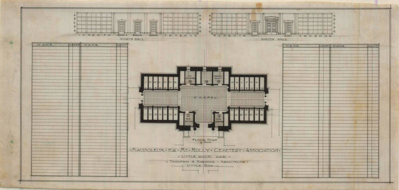 Drawing, Thompson Architectural - Mount Holly Mausoleum, Little Rock, Arkansas