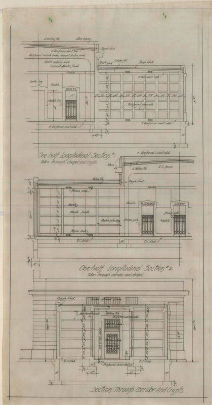 Drawing, Thompson Architectural - Mount Holly Mausoleum, Little Rock, Arkansas