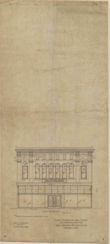 Drawing, Thompson Architectural - Wolff-Goldman (store), Newport, Arkansas