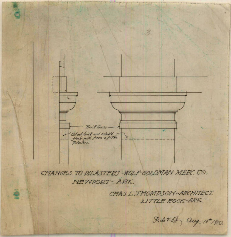 Drawing, Thompson Architectural - Wolff-Goldman (store), Newport, Arkansas