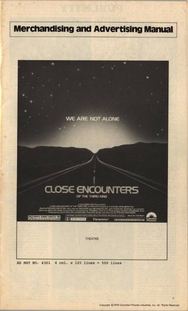 Press Book, "Close Encounters of the Third Kind" starring Melinda Dillon