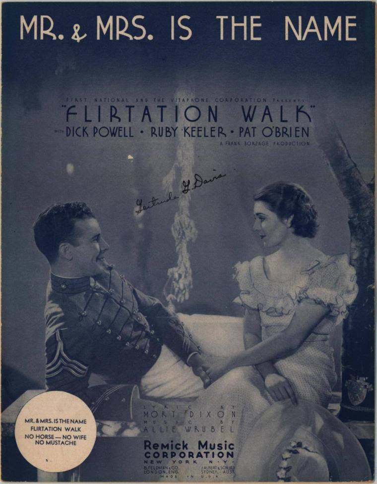 Sheet music, "Flirtation Walk" starring Dick Powell