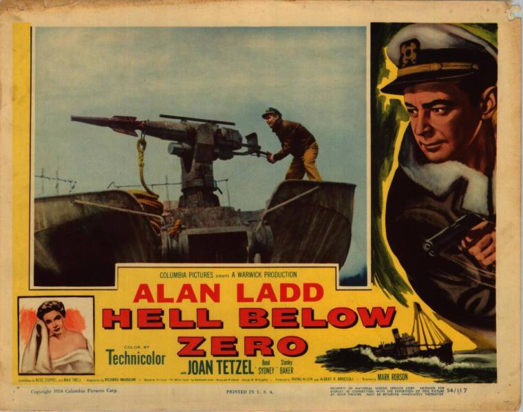 Lobby card, Hell Below Zero, starring Alan Ladd