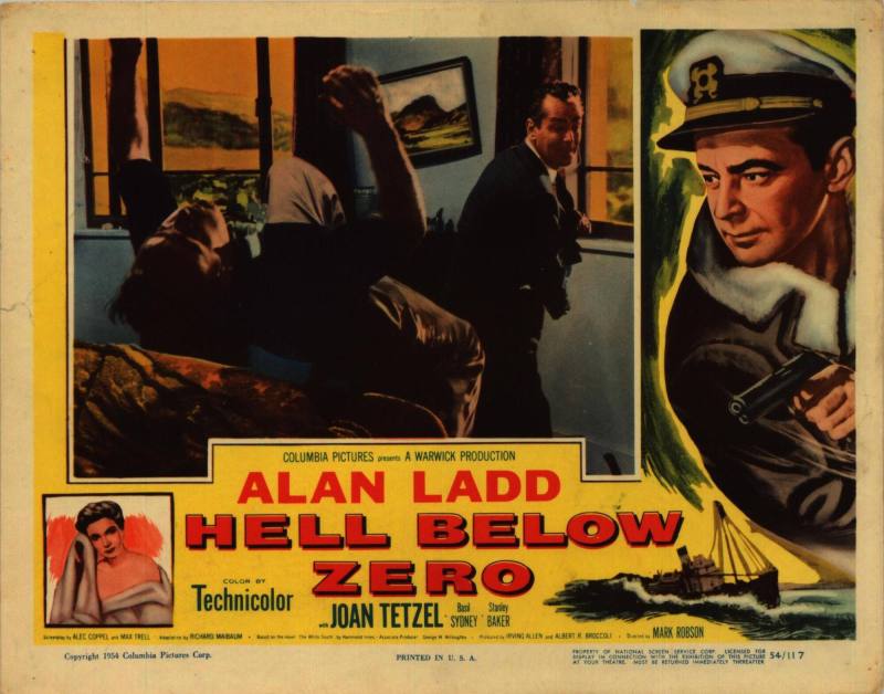 Lobby card, Hell Below Zero, starring Alan Ladd