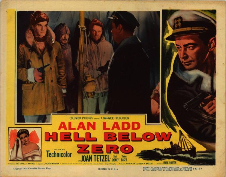 Lobby card, Hell Below Zero, starring Alan Ladd