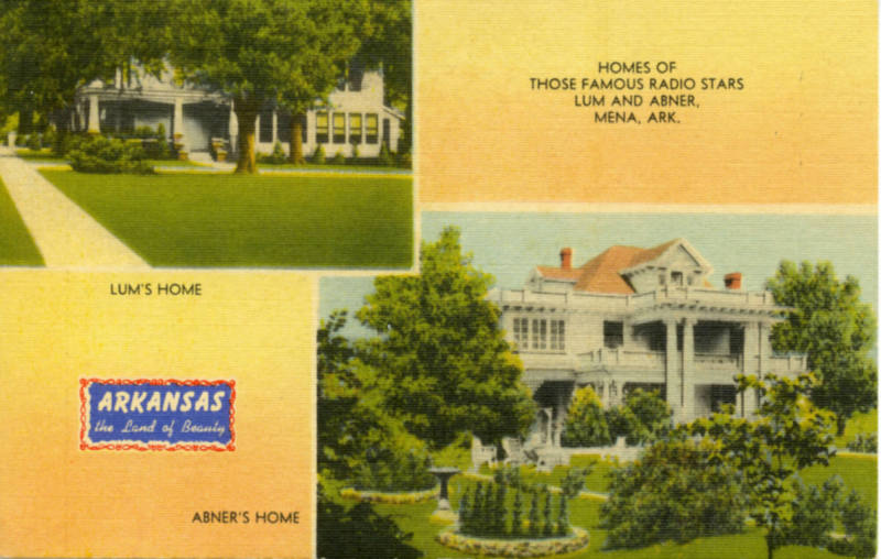 Hollywood - postcard, homes of Lum & Abner