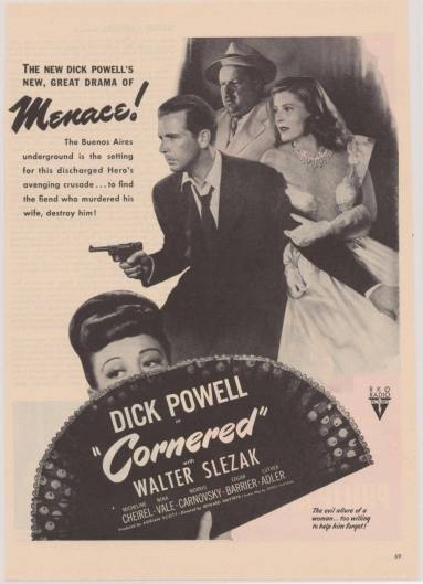 Advertisement, Movie - "Cornered" with Dick Powell