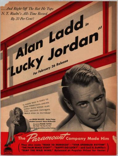 Page, Movie Advertisement - Alan Ladd in Lucky Jordan