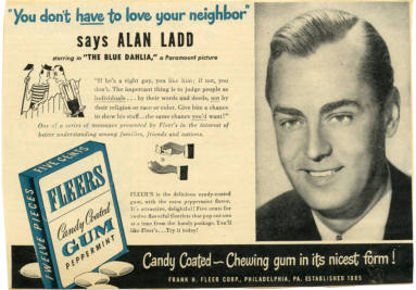 Ad, Product - Fleers Gum with Alan Ladd