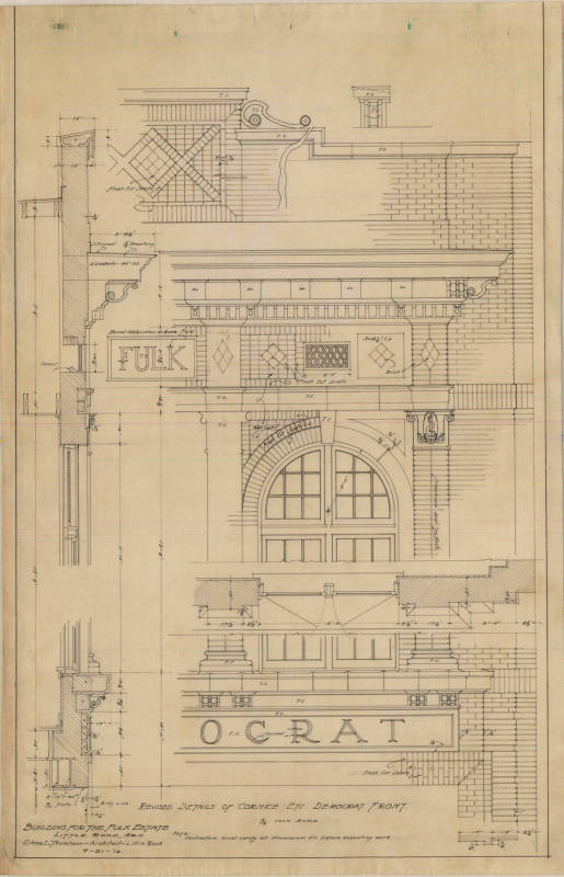 Drawing, Thompson Architectural - Fulk Estate (Arkansas Democrat Building), Little Rock, Arkans ...