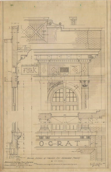 Drawing, Thompson Architectural - Fulk Estate (Arkansas Democrat Building), Little Rock, Arkans ...