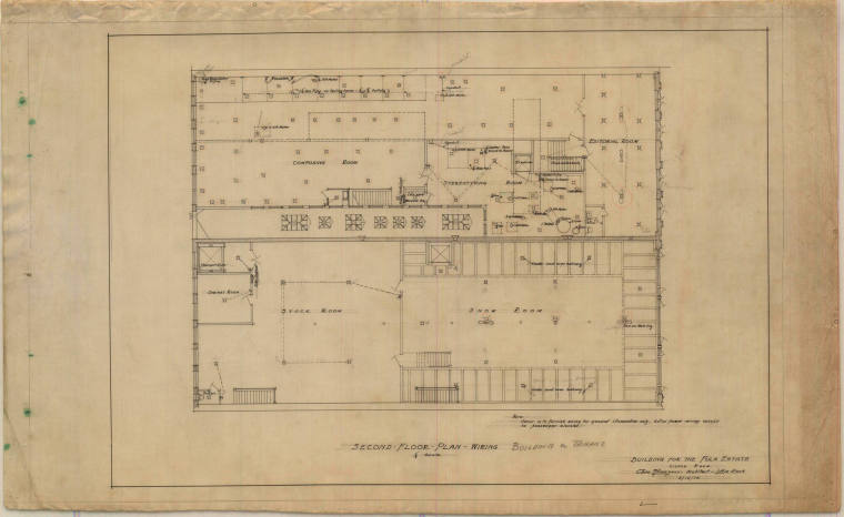 Drawing, Thompson Architectural - Fulk Estate (Arkansas Democrat Building), Little Rock, Arkans ...