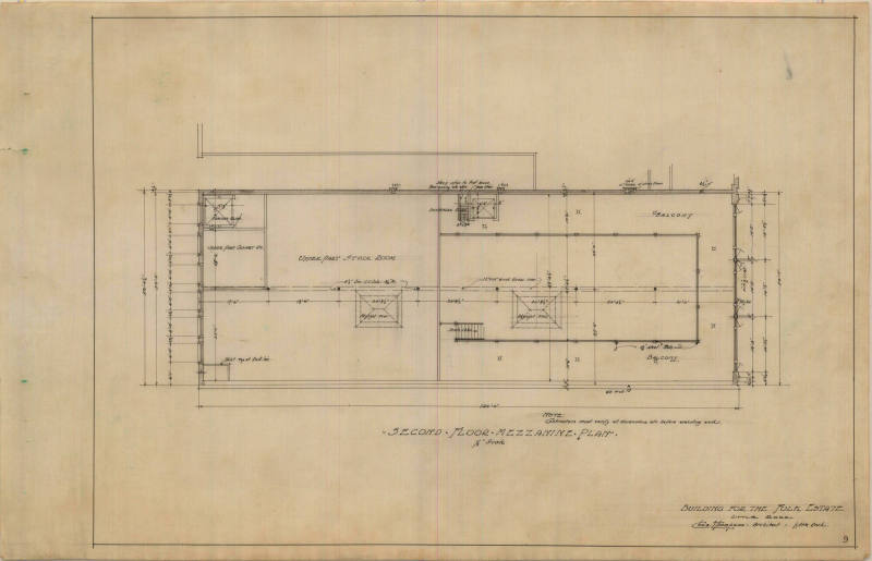 Drawing, Thompson Architectural - Fulk Estate (Arkansas Democrat Building), Little Rock, Arkans ...