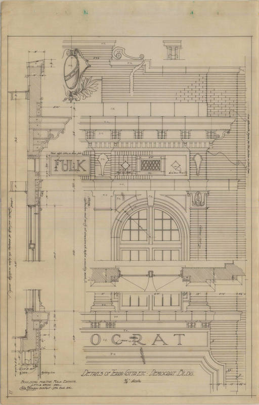 Drawing, Thompson Architectural - Fulk Estate (Arkansas Democrat Building), Little Rock, Arkans ...