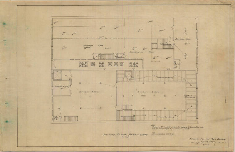 Drawing, Thompson Architectural - Fulk Estate (Arkansas Democrat Building), Little Rock, Arkans ...