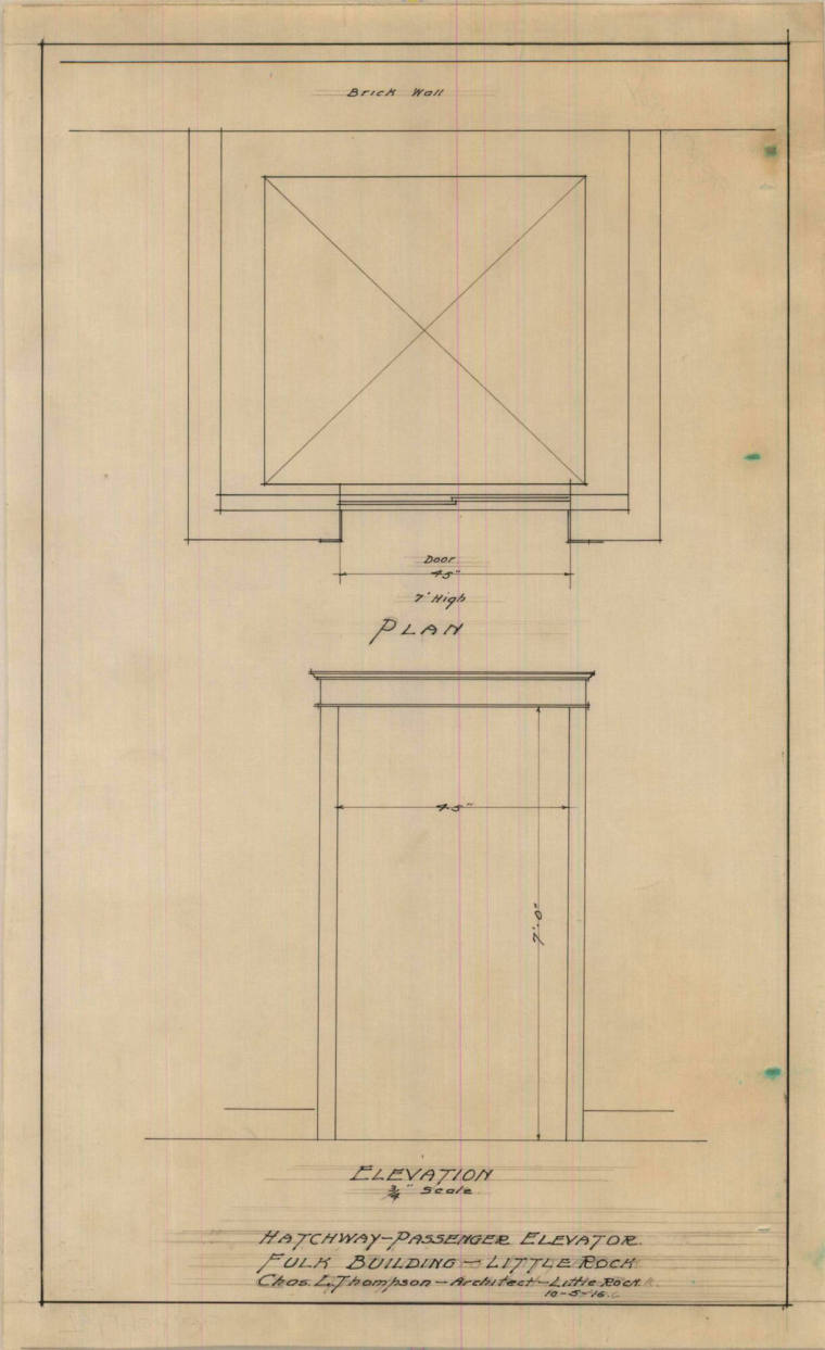 Drawing, Thompson Architectural - Fulk Estate (Arkansas Democrat Building), Little Rock, Arkans ...