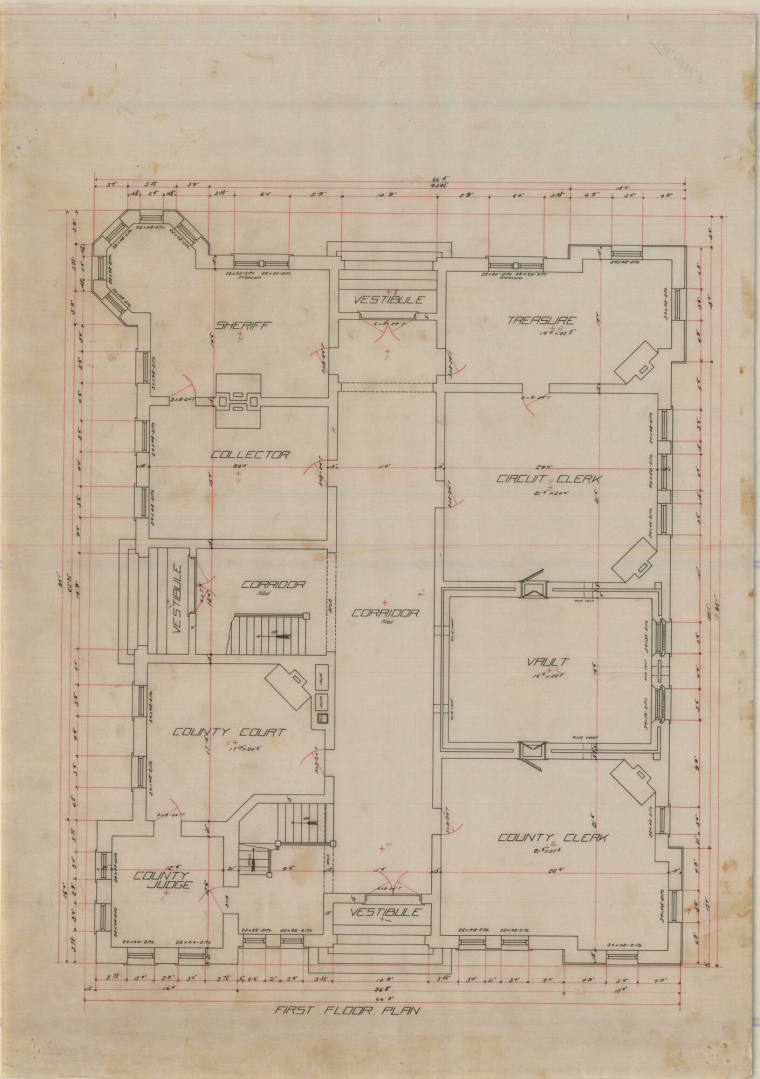 Drawing, Thompson Architectural - Saline County Courthouse, Benton