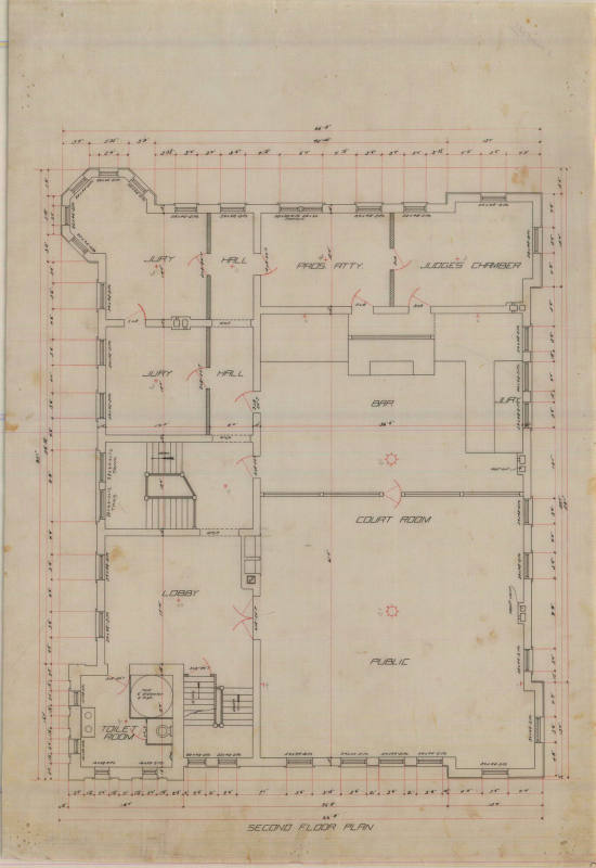 Drawing, Thompson Architectural - Saline County Courthouse, Benton