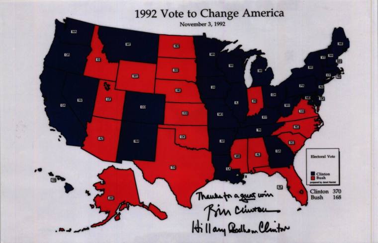 Map, United States Electoral votes 1992