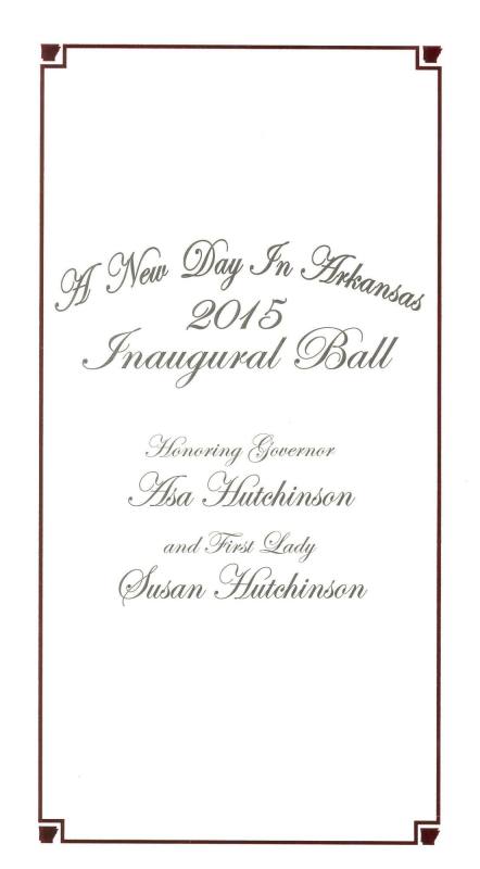 Program, Inaugural Ball - Governor Asa Hutchinson