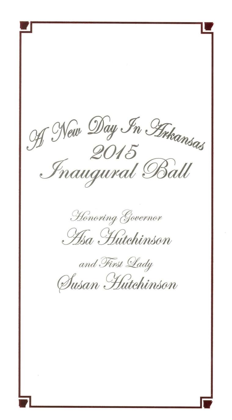 Program, Inaugural Ball - Governor Asa Hutchinson