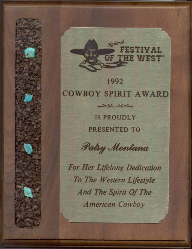 Award, Cowboy Spirit - Patsy Montana