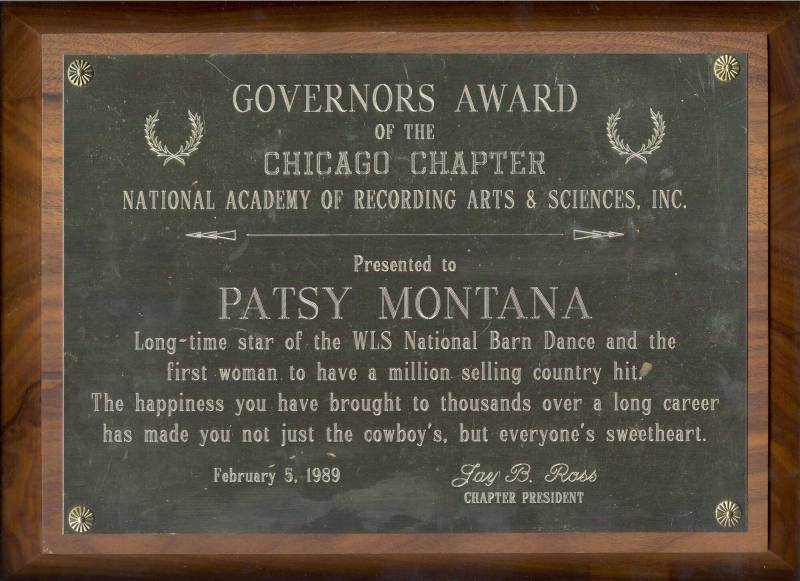 Award, Governor's - Patsy Montana