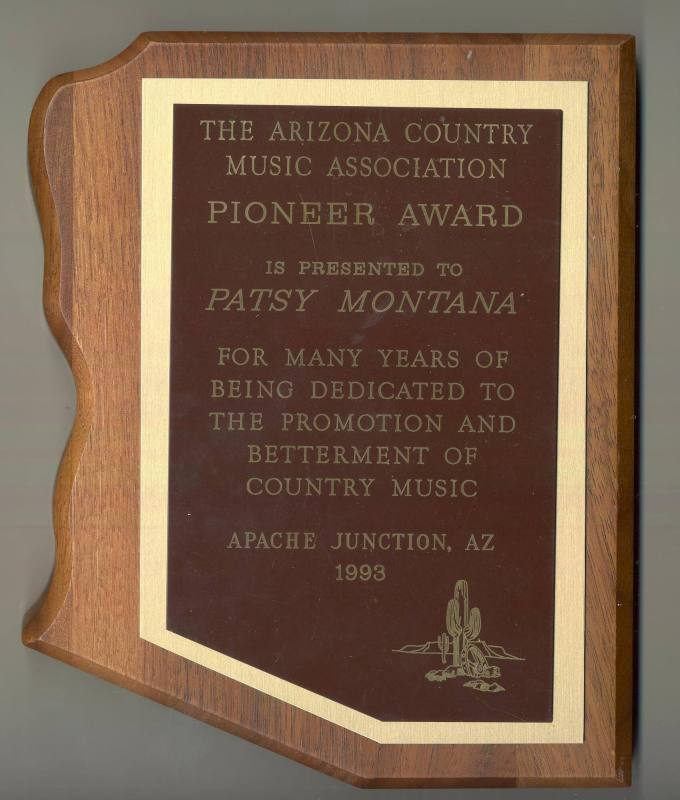 Award, Pioneer - Patsy Montana