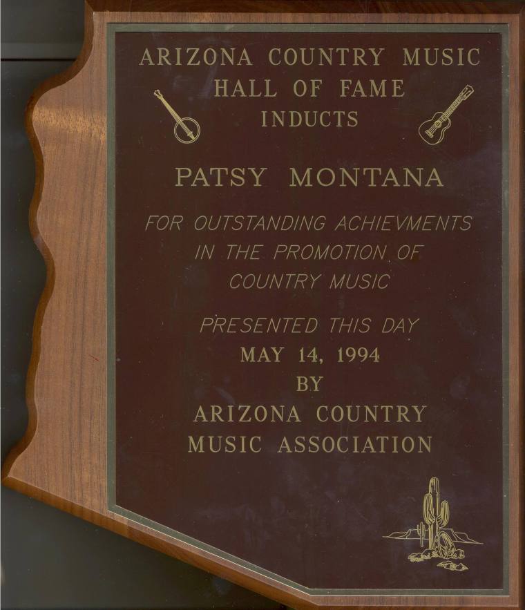 Award, Arizona Country Music Hall of Fame - Patsy Montana