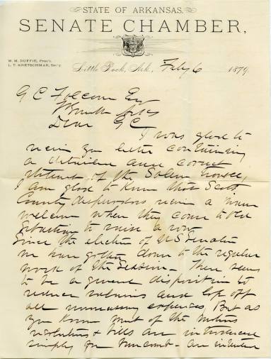 Letter , Arkansas Senate Chamber