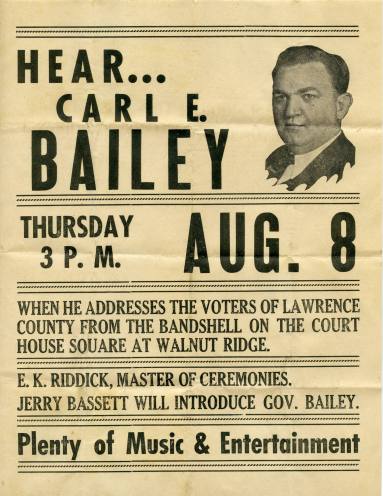 Poster, Political - Governor Carl E. Bailey