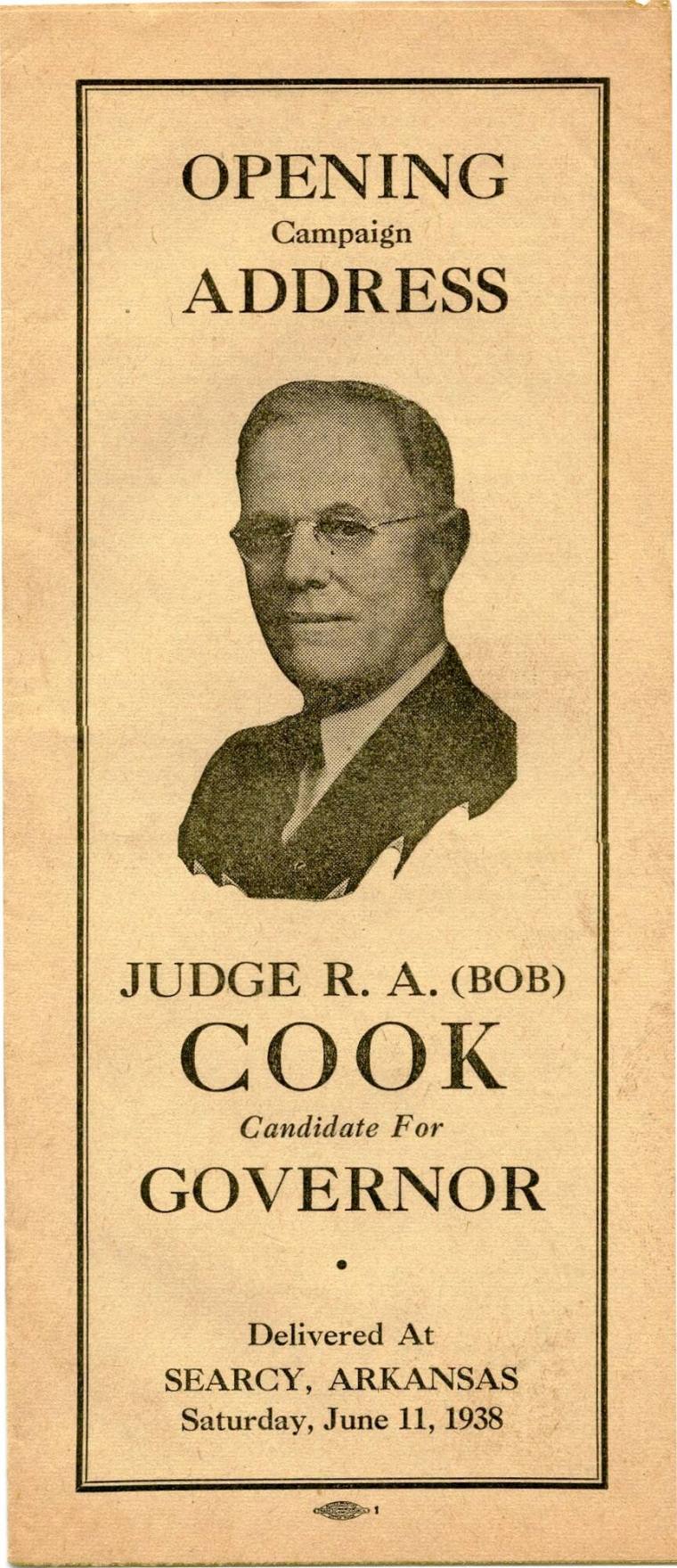 Booklet, Political Campaign Address - R. A. Cook