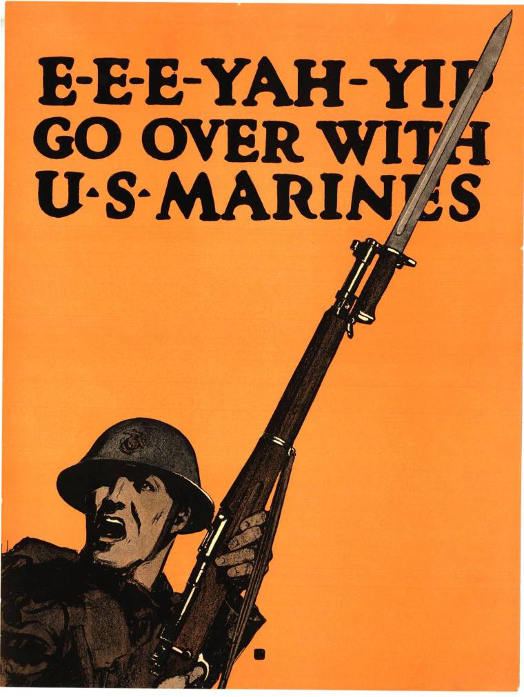 Poster, World War I - "Go Over With the U.S. Marines"