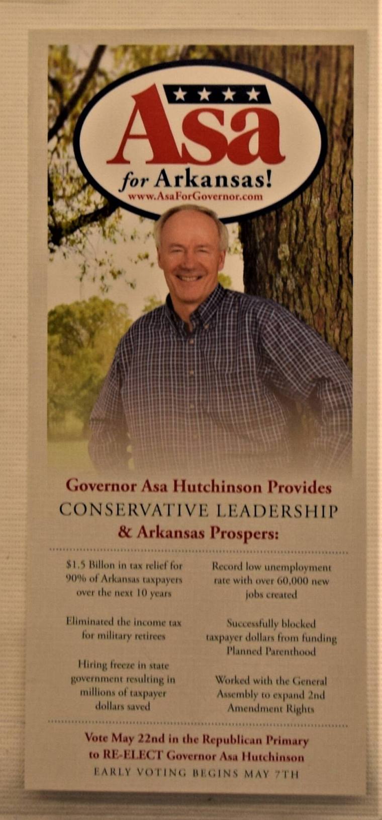 Handbill, Campaign - Governor Asa Hutchinson