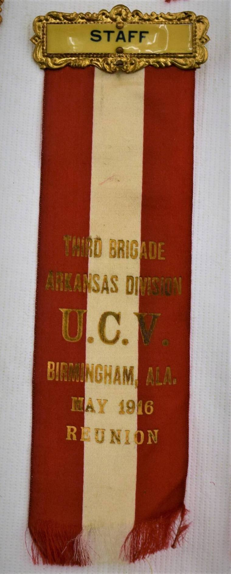 Ribbon, UCV 3rd Brigade Arkansas Division 1916 Reunion